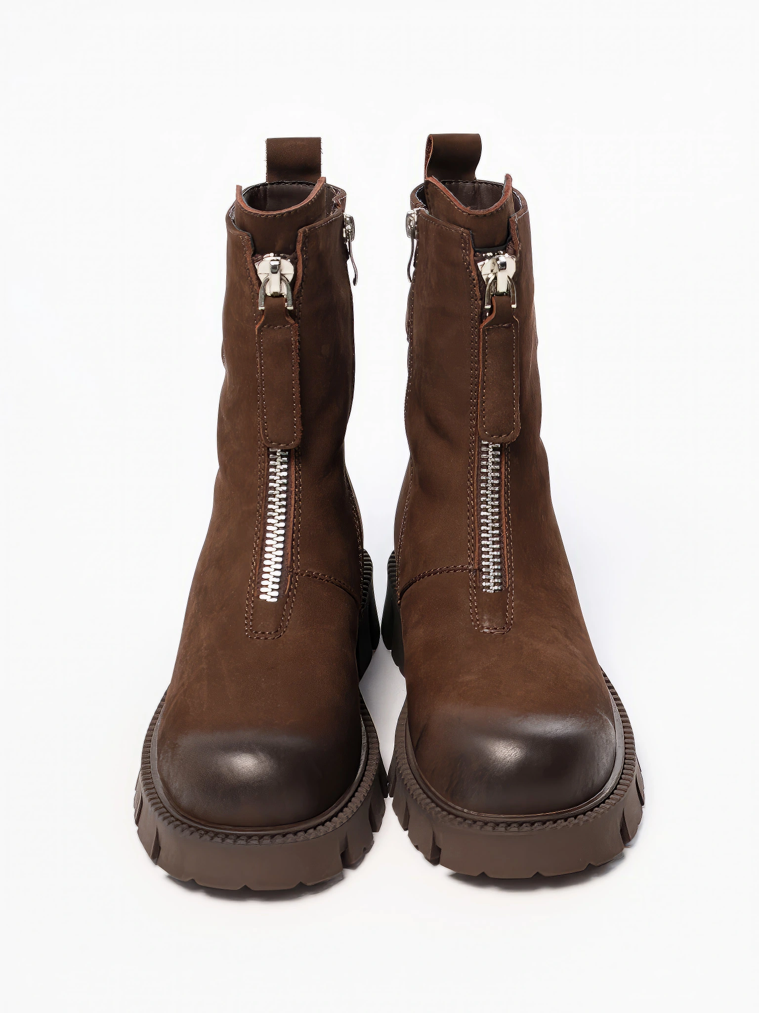 Ботинки коричневого цвета с декоративной молнией спереди